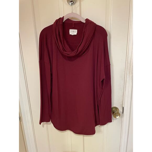 Lou & Gray Cowl Neck Signature Soft Top Burgandy Size L - Picture 1 of 4